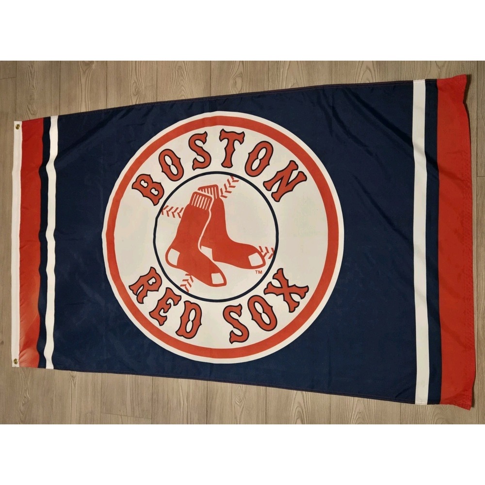 Boston Red Sox Flag 3x5 Ft Navy Red Logo MLB Large Baseball Banner Wall Decor
